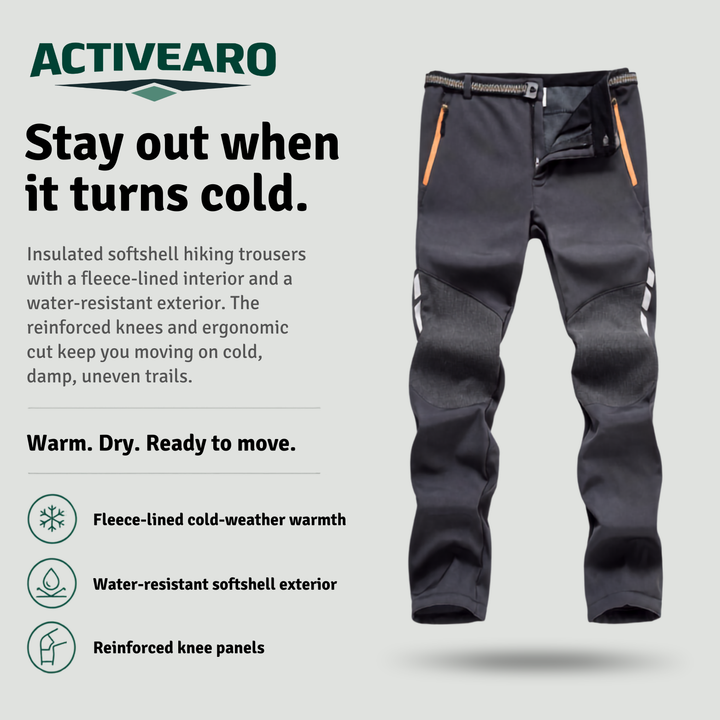 Men's Water-Resistant Softshell Hiking Pants – Fleece-Lined