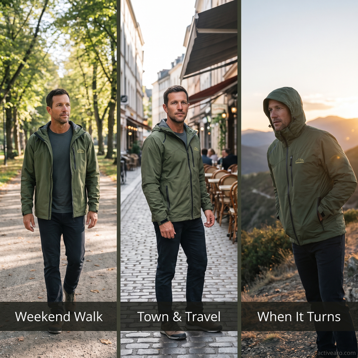 Men's Hooded Outdoor Jacket — Full-Zip Layering Shell