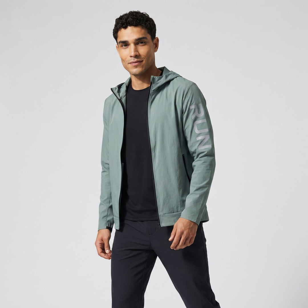 Men's Packable Running Jacket – Windproof Water-Resistant Shell for Outdoor Use