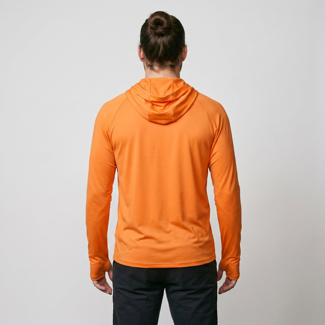 Men's UPF 50+ Sun Hoodie – Quick-Dry Polyester UV Top with Thumb Loops for Hiking and Fishing