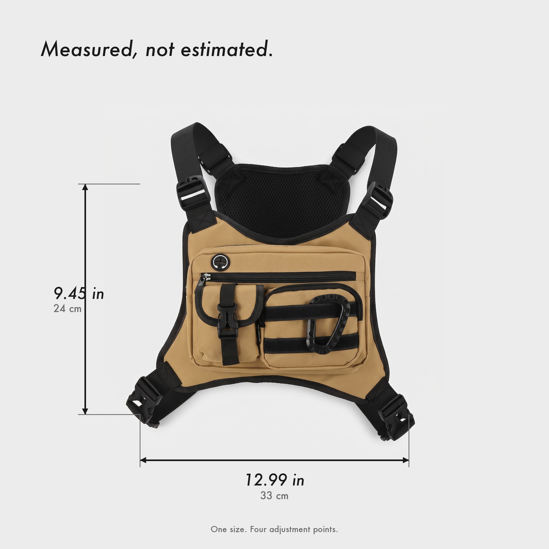 Chest bag measured 9.45 by 12.99 inches