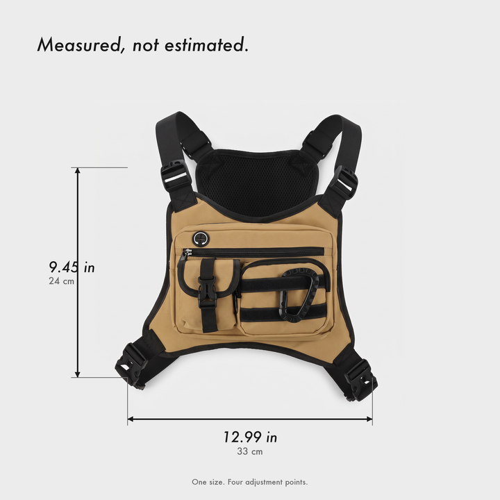 Chest bag measured 9.45 by 12.99 inches