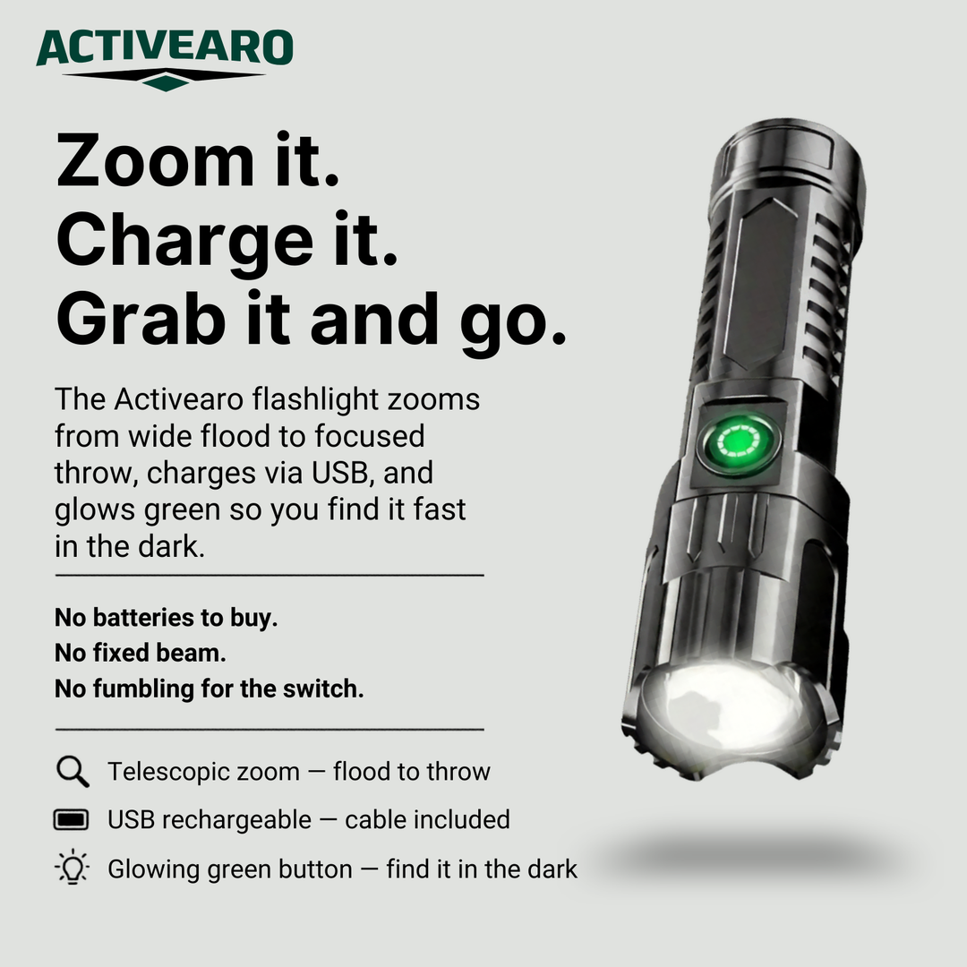 LED Long-Range Zoom Flashlight – USB Rechargeable Utility Torch