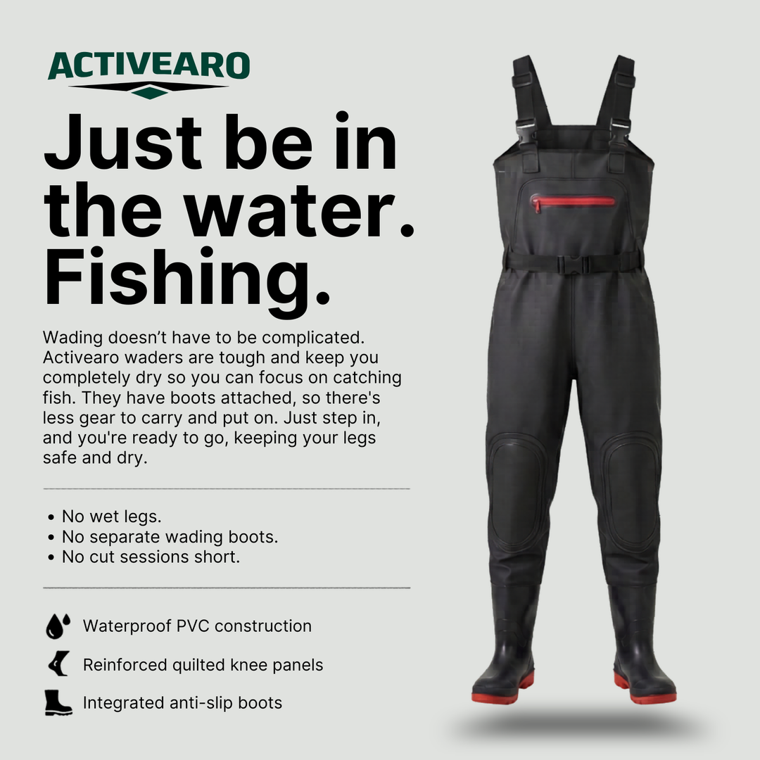 Unisex Fishing Wading Pants – Half Waders with Integrated Water Shoes