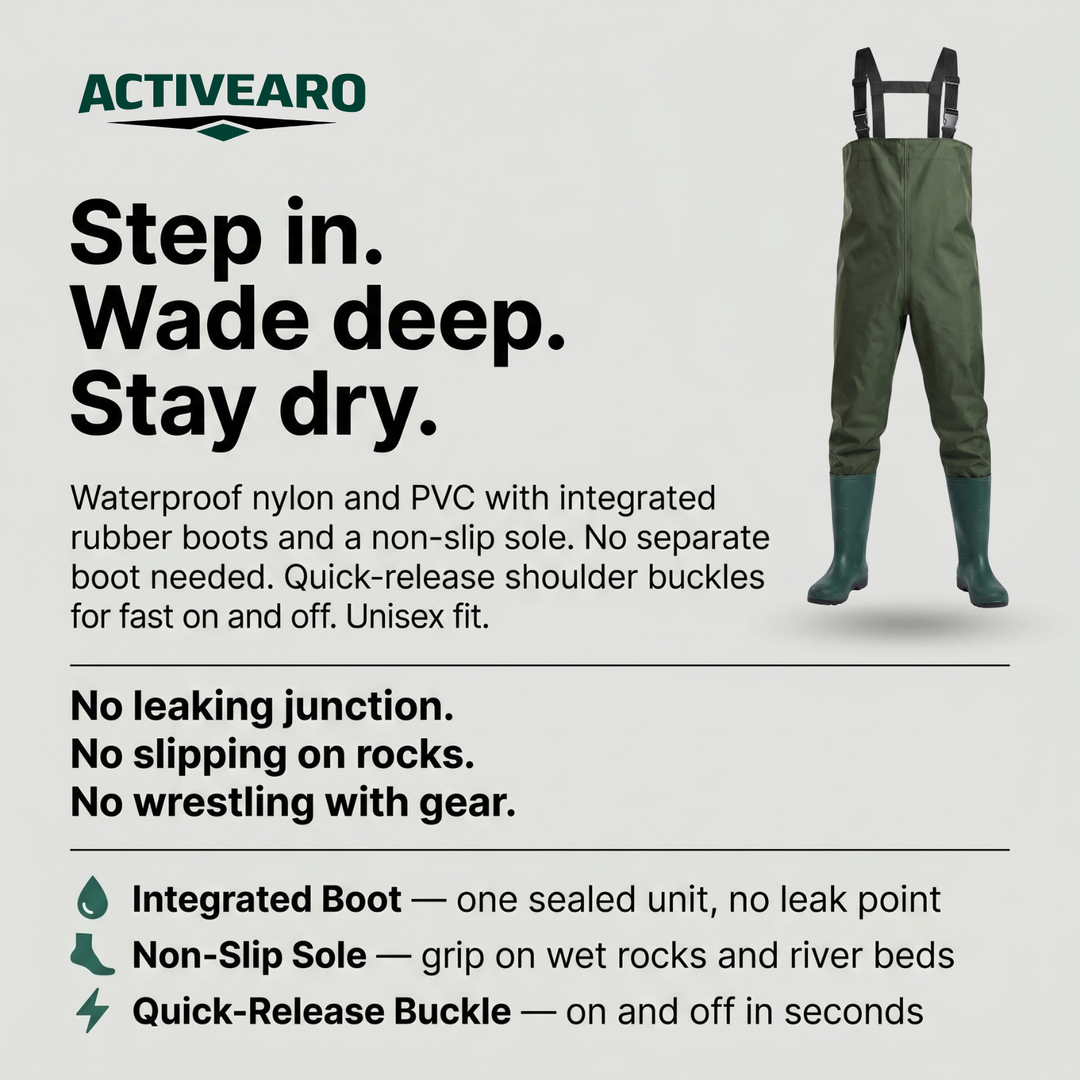 Fishing Waders with Integrated Boots – Waterproof Wading Pants for Outdoor Use