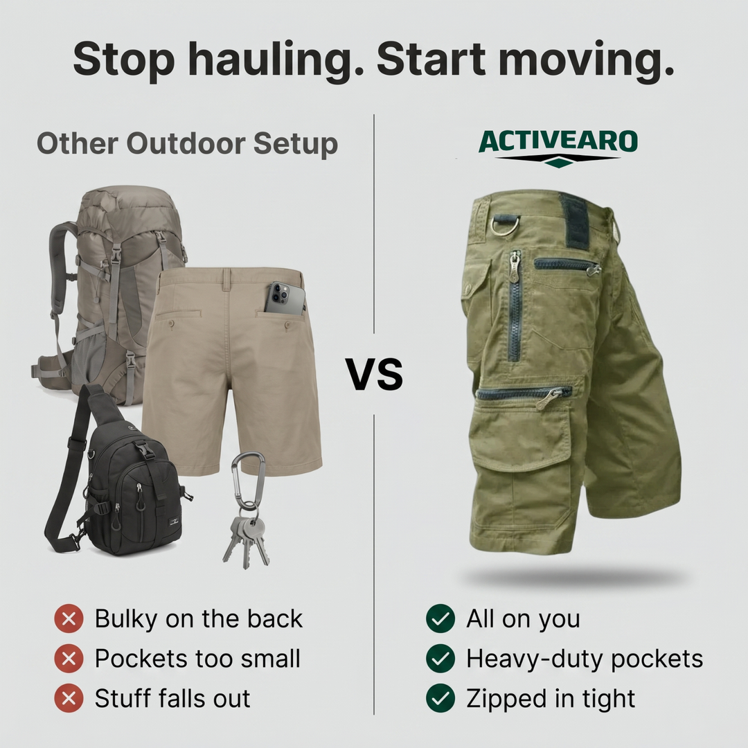 Men’s Outdoor Cargo Shorts – Zip Pockets for Hiking and Fishing