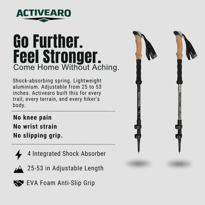 Shock Absorbing Trekking Pole – Adjustable Aluminium Support