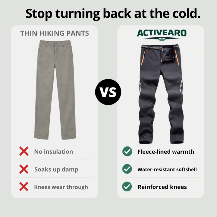 Men's Water-Resistant Softshell Hiking Pants – Fleece-Lined