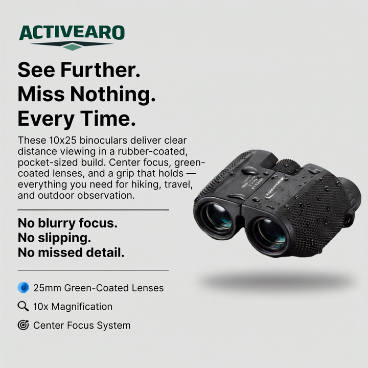 Compact binoculars – 10x magnification with 25 mm objective lenses for outdoor observation