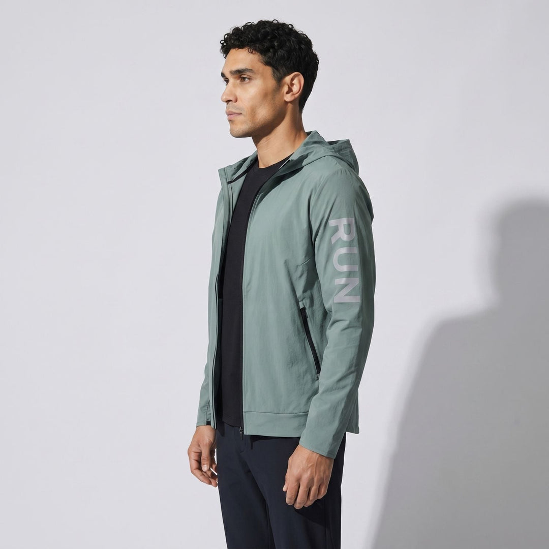 Men's Packable Running Jacket – Windproof Water-Resistant Shell for Outdoor Use