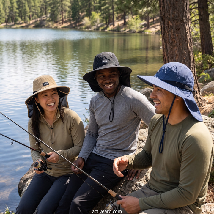 Unisex Wide-Brim Sun Hat with Neck Flap and Chin Strap – Packable for Hiking and Fishing