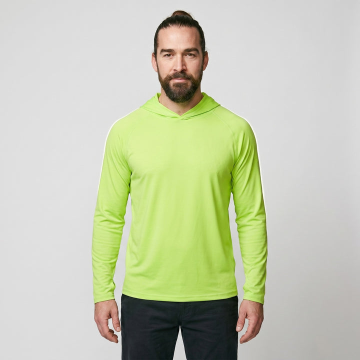 Men's UPF 50+ Sun Hoodie – Quick-Dry Polyester UV Top with Thumb Loops for Hiking and Fishing