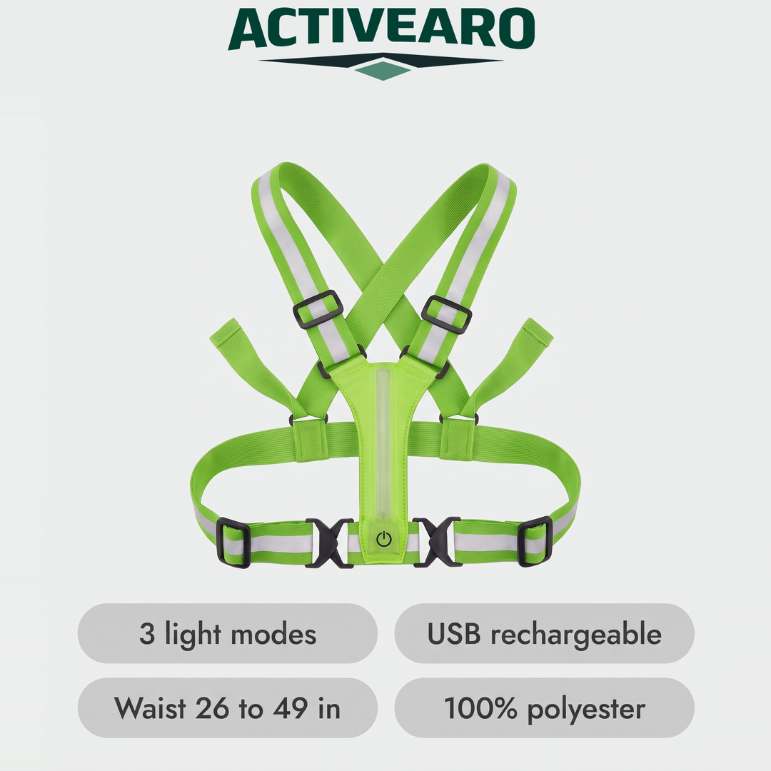 Reflective vest specifications, three light modes and USB rechargeable