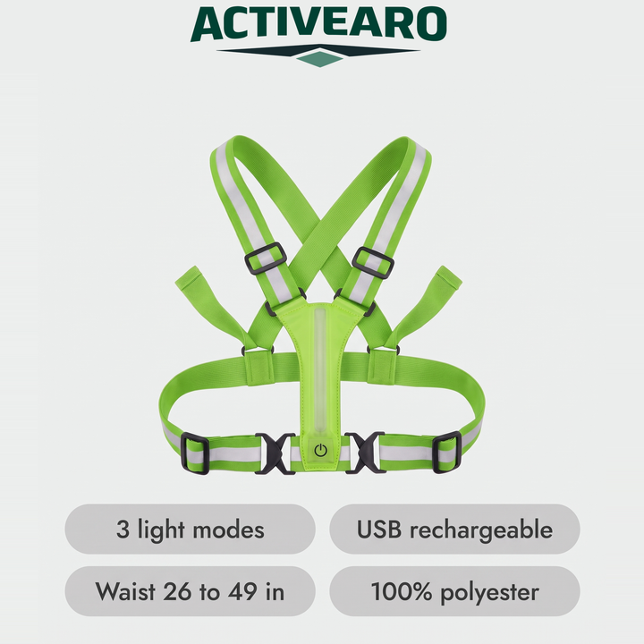 Reflective vest specifications, three light modes and USB rechargeable