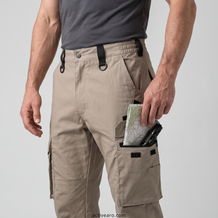 Men's Tactical Cargo Pants – Water-Resistant Polyester for Hunting and Fishing