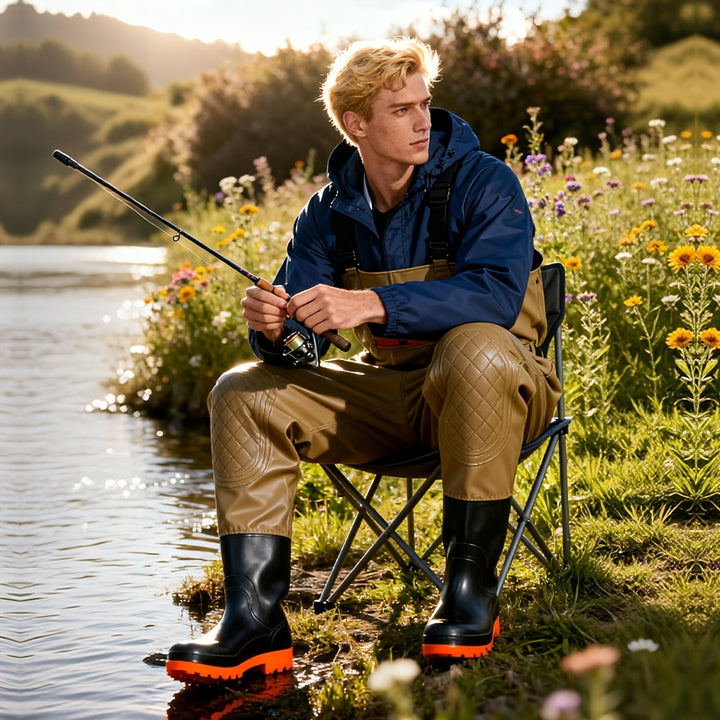 Unisex Fishing Wading Pants – Half Waders with Integrated Water Shoes