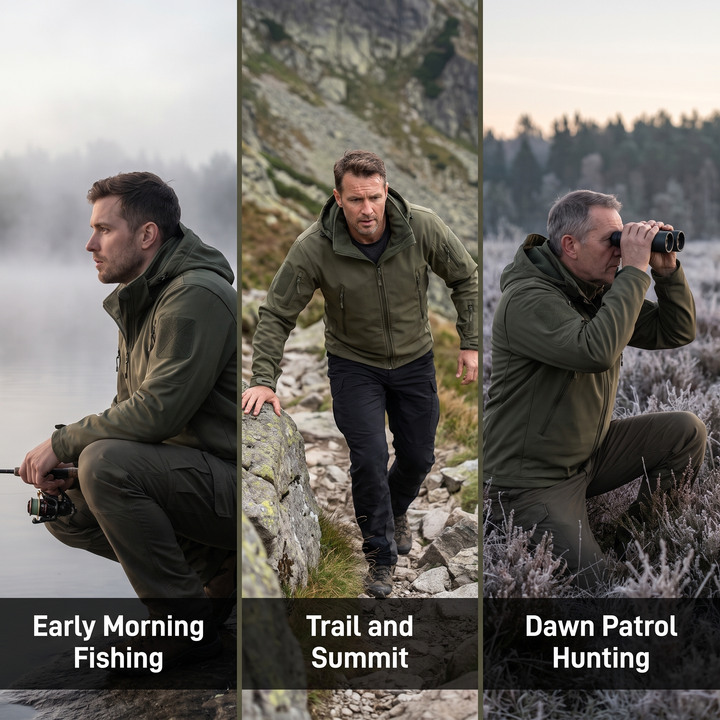 Men's softshell jacket - fishing hunting trail triptych