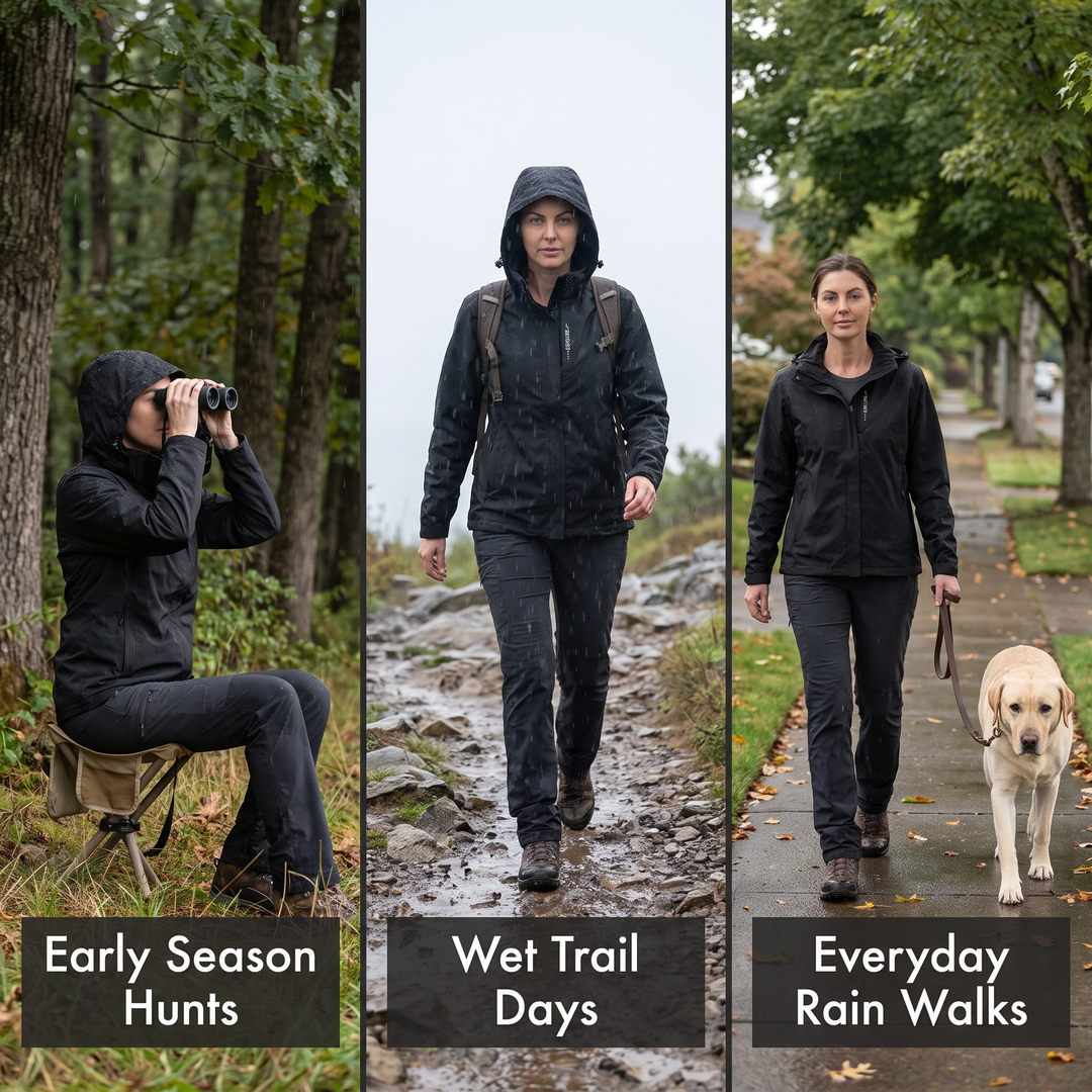 Waterproof rain jacket - hunting, trail hiking and dog walking