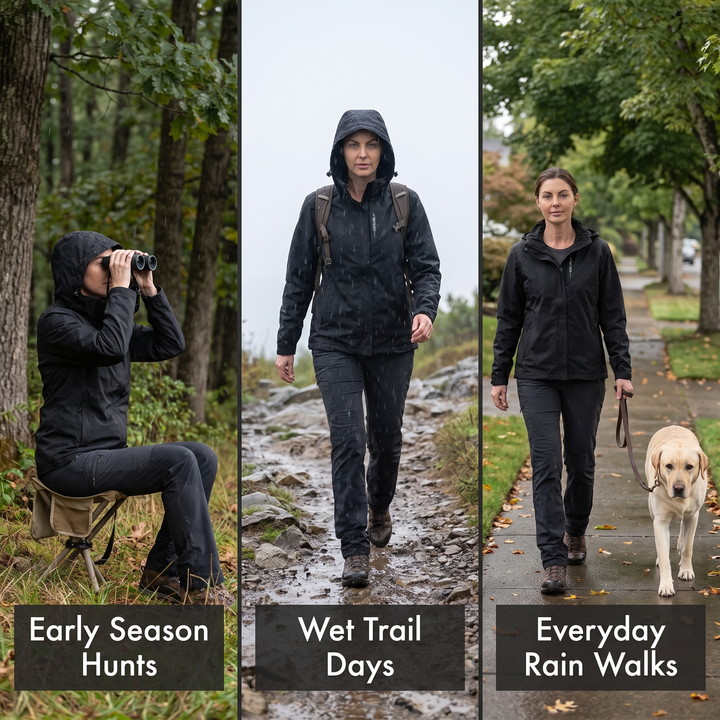 Waterproof rain jacket - hunting, trail hiking and dog walking