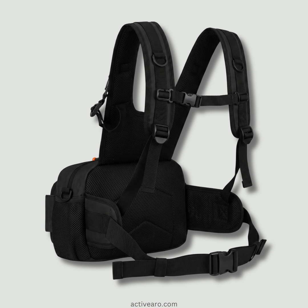Men's Outdoor Chest Pack – Hands-Free MOLLE Fishing Rig with Zipper Storage