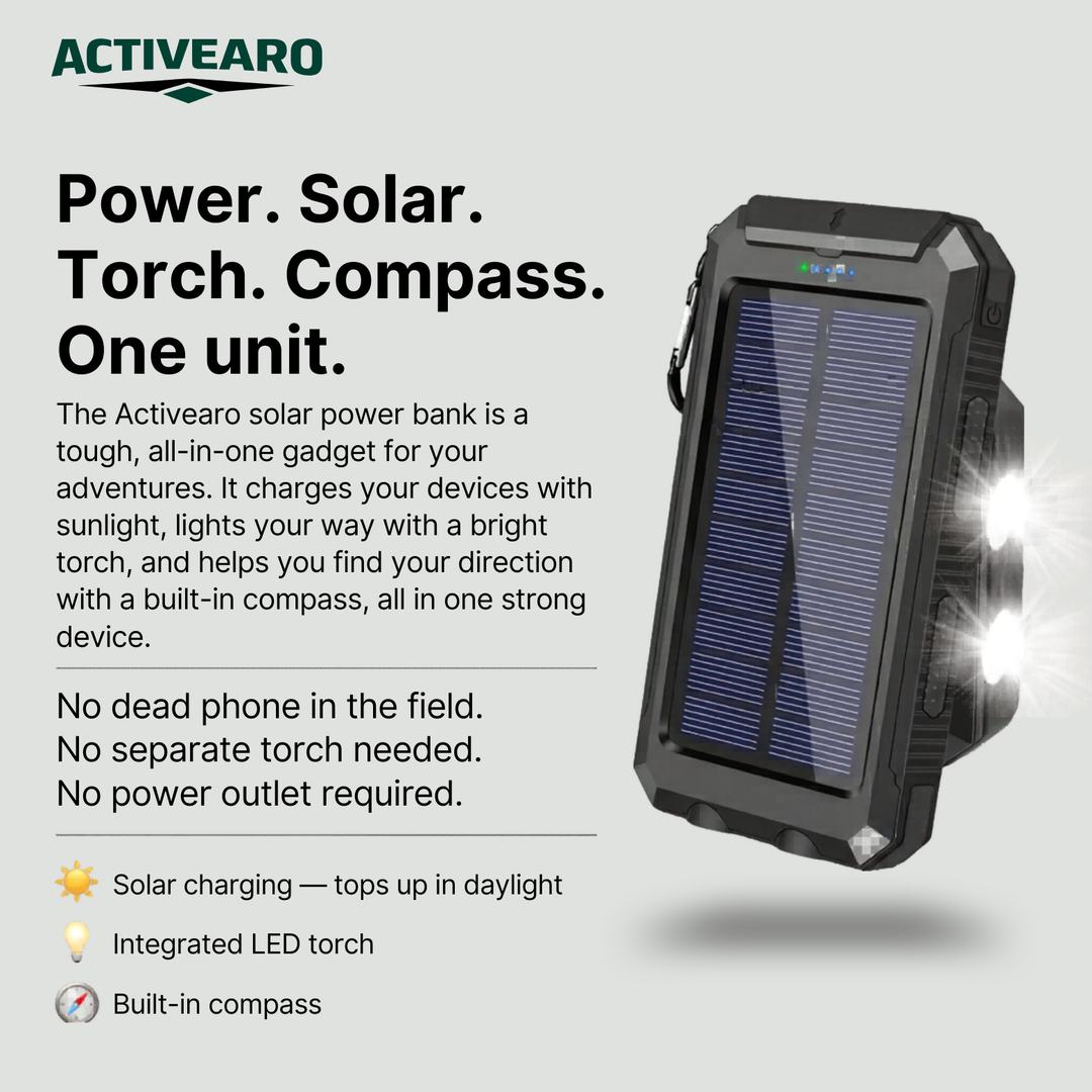 Solar Power Bank 10000 mAh – Waterproof Outdoor Backup Power