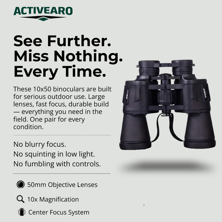 10x50 HD Binoculars – Large Objective Lens for Outdoor Observation