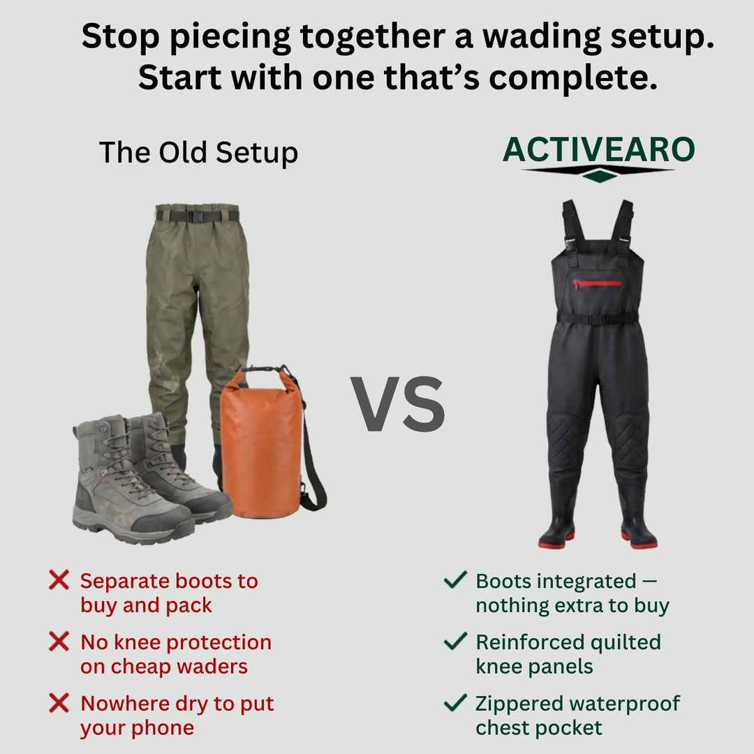 Unisex Fishing Wading Pants – Half Waders with Integrated Water Shoes