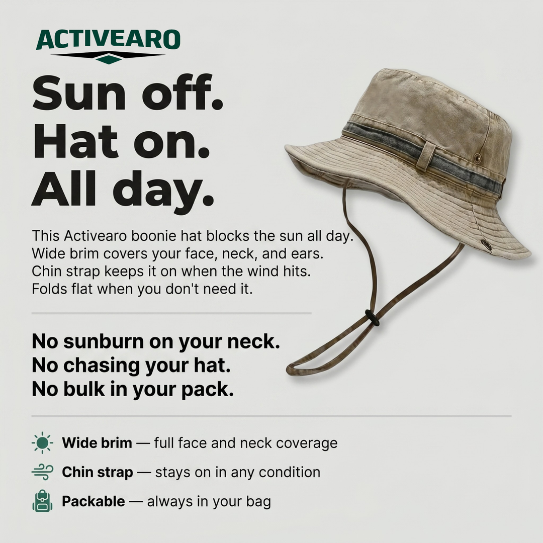 Packable Cotton Boonie Hat – Wide-Brim Sun Hat with Chin Strap for Fishing and Hiking