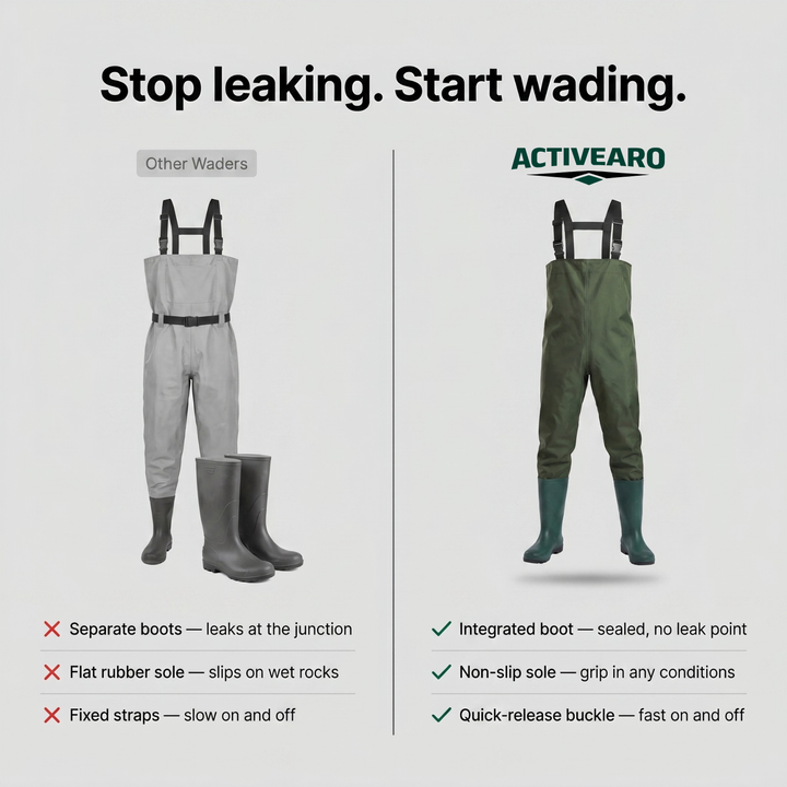 Fishing Waders with Integrated Boots – Waterproof Wading Pants for Outdoor Use