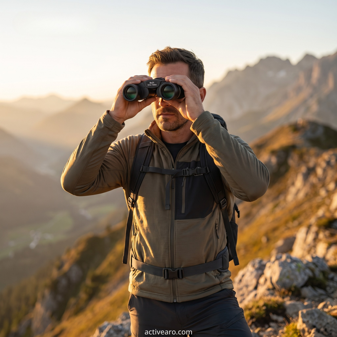 Compact binoculars – 8x magnification with foldable design for outdoor observation