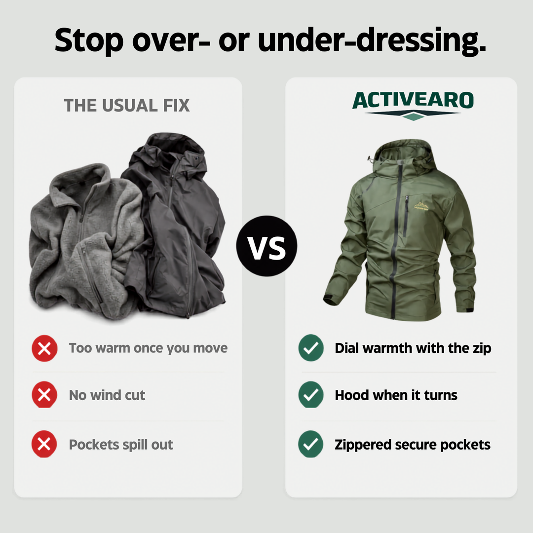 Men's Hooded Outdoor Jacket — Full-Zip Layering Shell