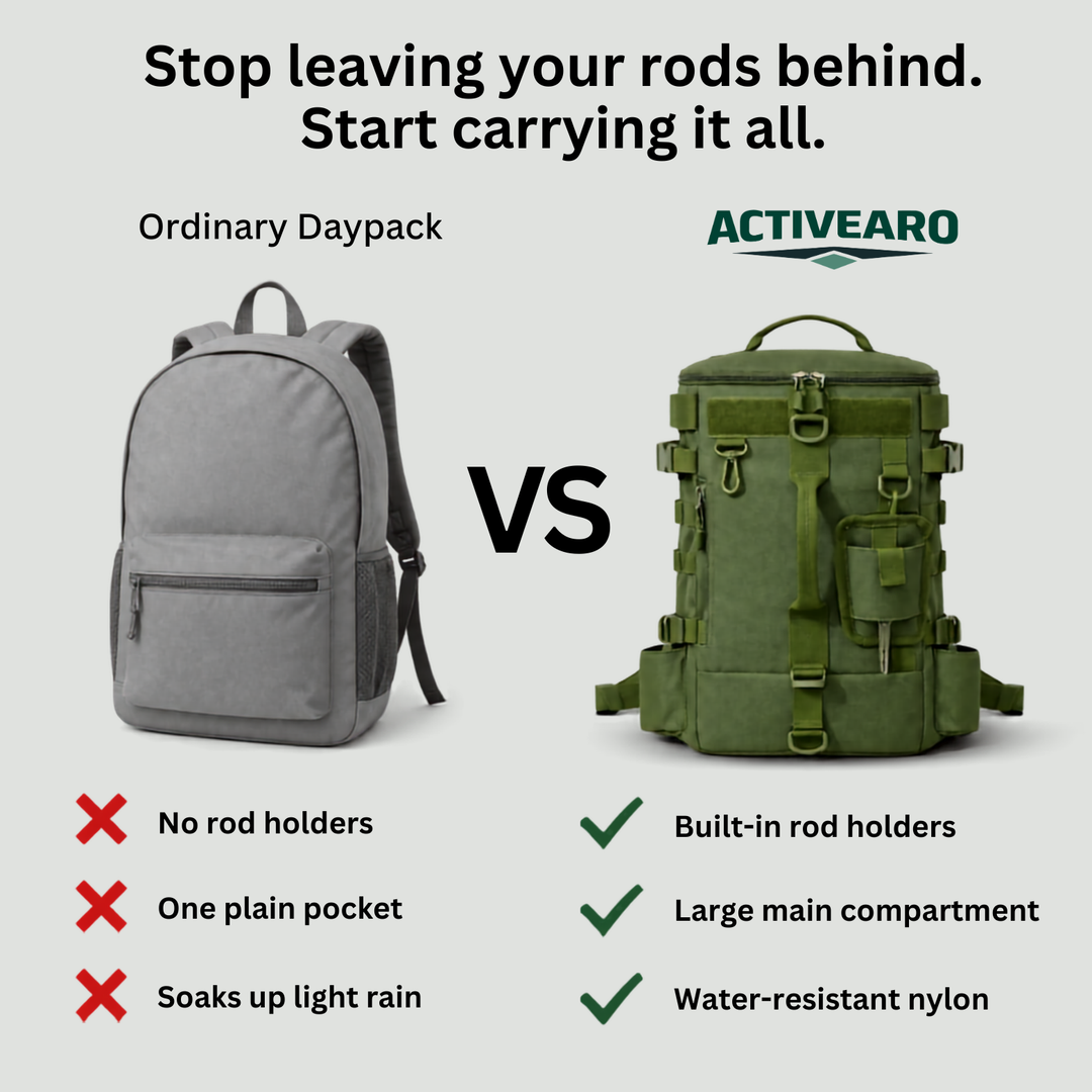 Tactical Fishing Backpack with Rod Holders and MOLLE System for Hunting and Fishing