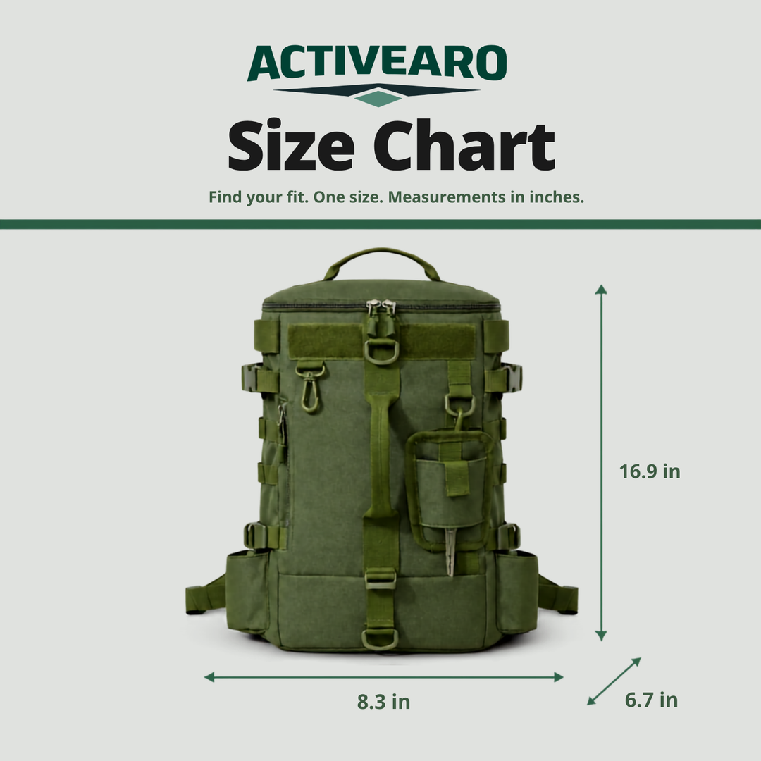Tactical Fishing Backpack with Rod Holders and MOLLE System for Hunting and Fishing