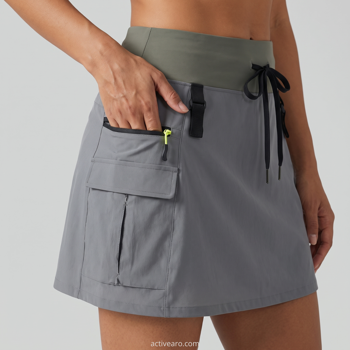 Women's Cargo Skort with Pockets – High-Waist Quick-Dry Skirt