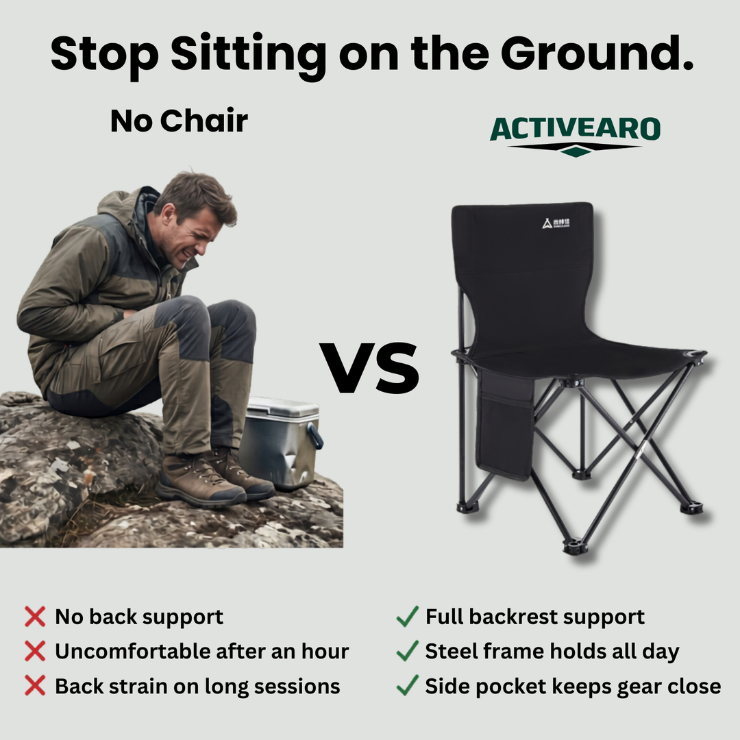 Portable Folding Chair with Backrest – Steel-Frame Outdoor Chair for Fishing and Camping