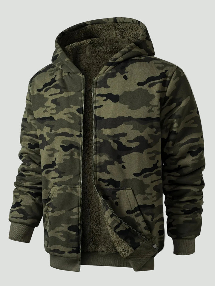Men’s Camouflage Outdoor Hoodie with Fleece Lining