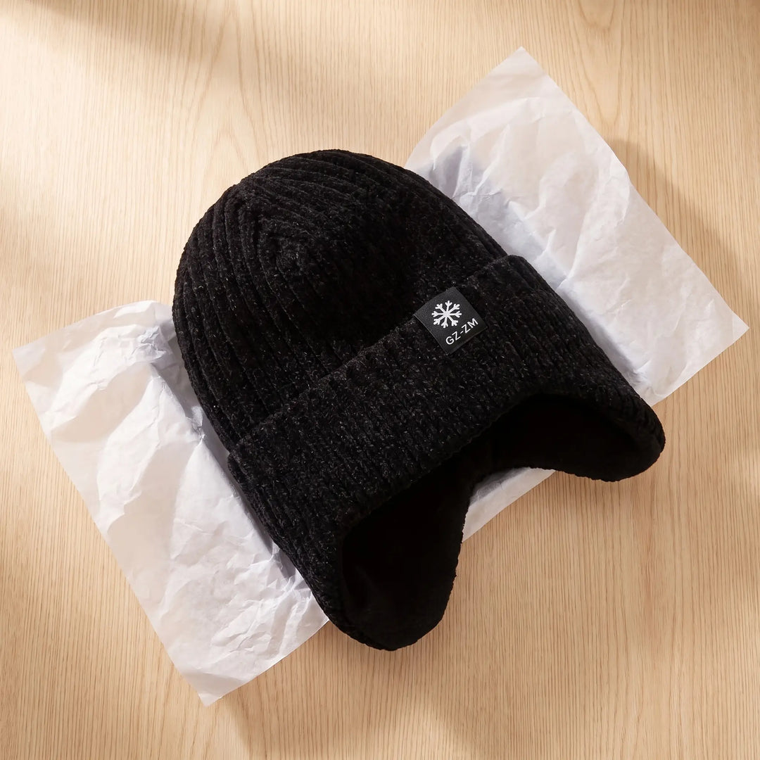 Men's Earflap Hat - Velvet Lined Winter Beanie with Ear Flaps