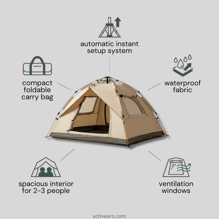 2-Person Pop-Up Camping Tent – Instant Setup Shelter for Hiking and Outdoor Use