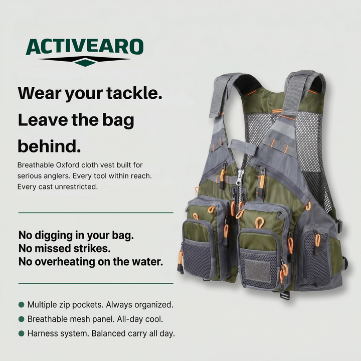 Men's Multi-Pocket Fishing Vest – Lightweight Sleeveless Vest for Fly Fishing