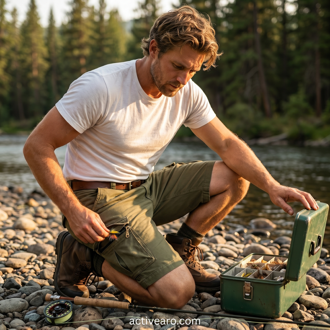 Men’s Outdoor Cargo Shorts – Zip Pockets for Hiking and Fishing