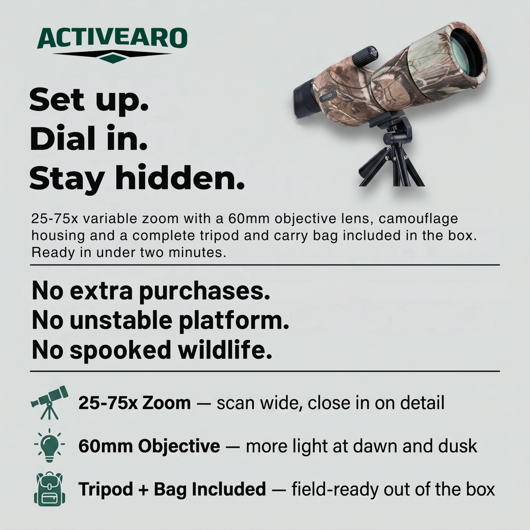 25-75x60 Spotting Scope with Tripod – Camouflage Optic
