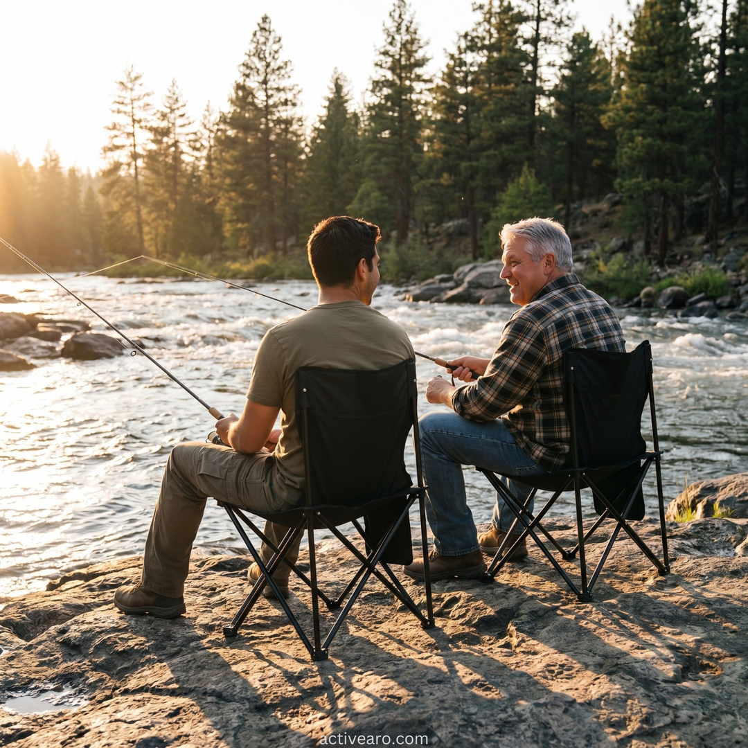 Portable Folding Chair with Backrest – Steel-Frame Outdoor Chair for Fishing and Camping