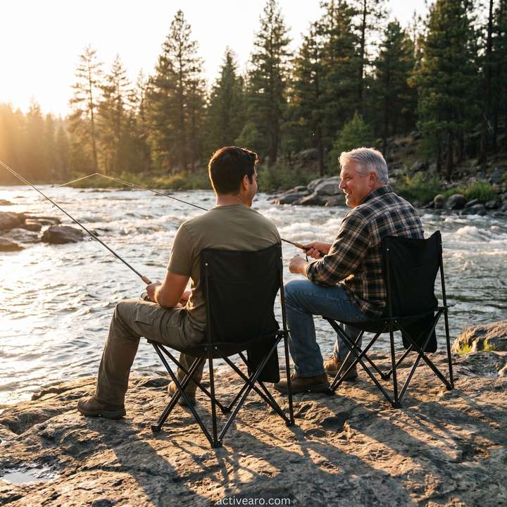 Portable Folding Chair with Backrest – Steel-Frame Outdoor Chair for Fishing and Camping