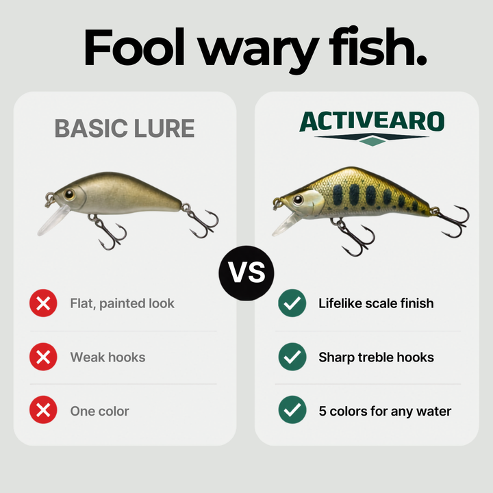 Sinking Minnow Lures - 1.9in Hard Bait Treble Hooks for Bass and Pike