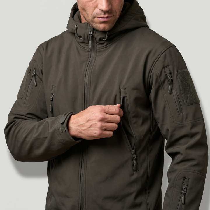Men’s Hooded Outdoor Sports Jacket – Solid Color with Zipper Closure