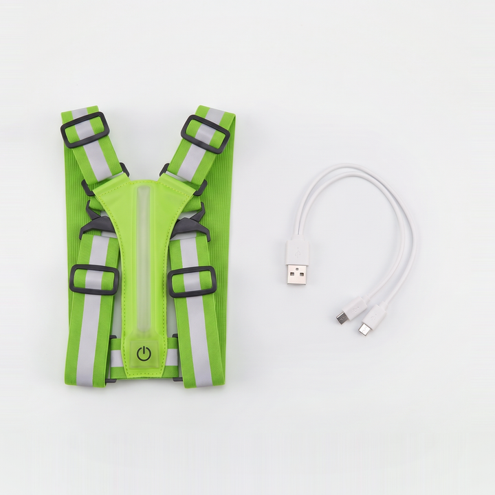 What is in the box, reflective vest and USB splitter charging cable