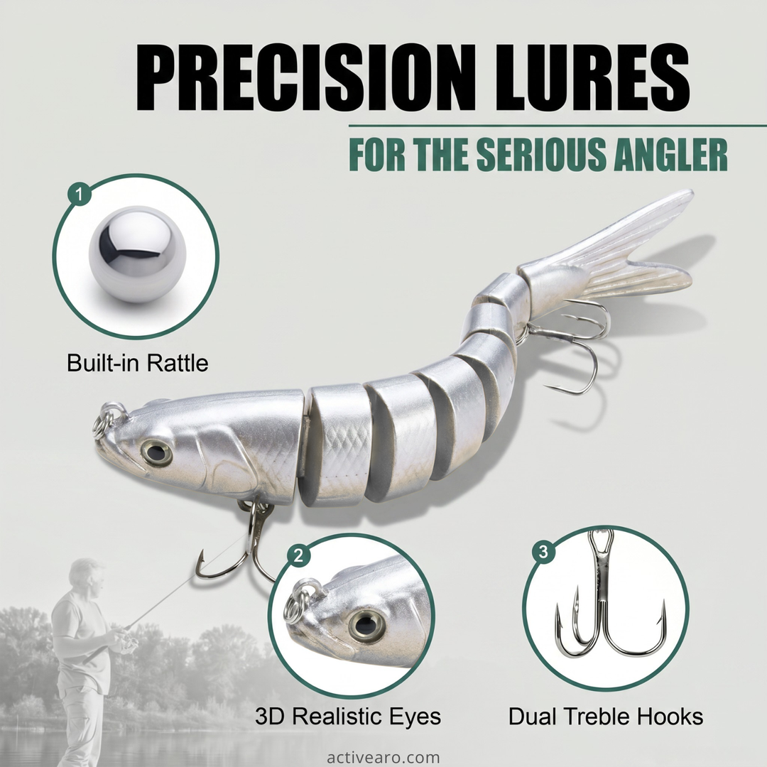 Multi-Jointed Slow-Sinking Swimbait – 4 in Fishing Lure for Bass Trout and Crappie