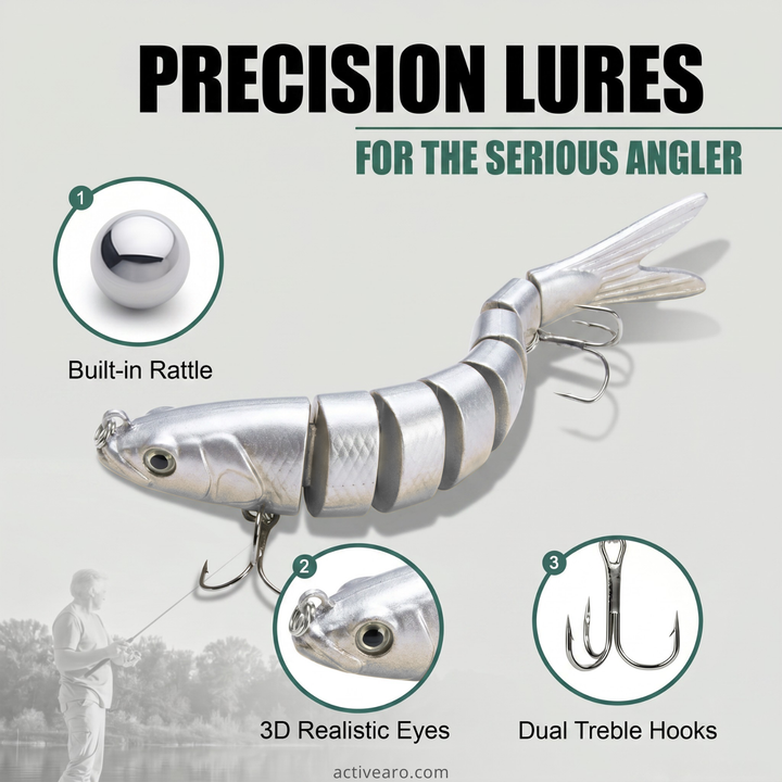 Multi-Jointed Slow-Sinking Swimbait – 4 in Fishing Lure for Bass Trout and Crappie