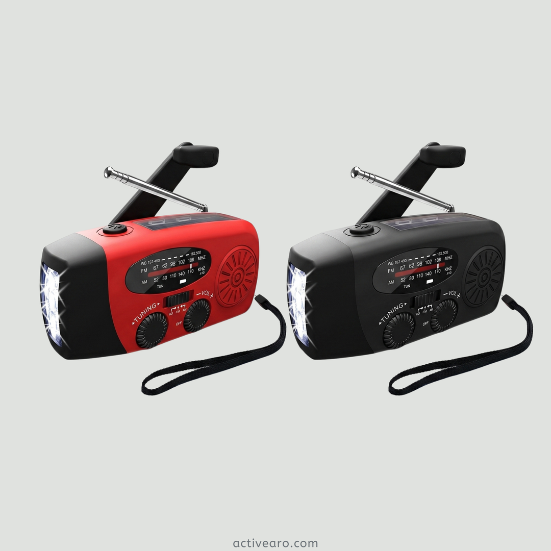 Emergency Hand Crank Radio - Solar and USB Rechargeable Weather Radio with flashlight for Camping and Outdoor Use