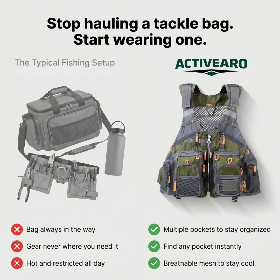 Men's Multi-Pocket Fishing Vest – Lightweight Sleeveless Vest for Fly Fishing